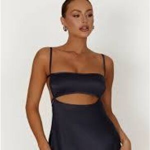 NWOT Meshki Veda Satin Navy Cutout Dress